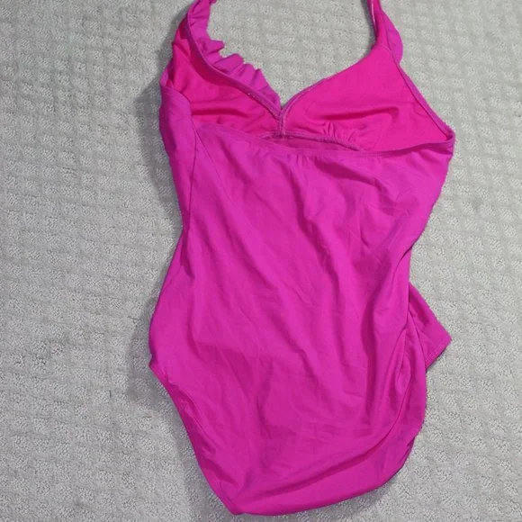 Spanx Love Your Assets by Spanx Size Large Pink Ruffle One Piece Swimsuit - Picture 2 of 6